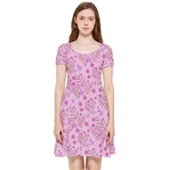 Illustration Pattern Seamless Inside Out Cap Sleeve Dress