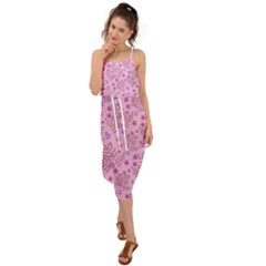 Illustration Pattern Seamless Waist Tie Cover Up Chiffon Dress