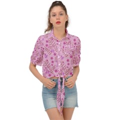 Illustration Pattern Seamless Tie Front Shirt 