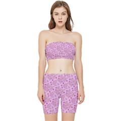 Illustration Pattern Seamless Stretch Shorts And Tube Top Set