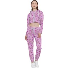 Illustration Pattern Seamless Cropped Zip Up Lounge Set by Maspions