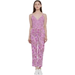 Illustration Pattern Seamless V-neck Camisole Jumpsuit