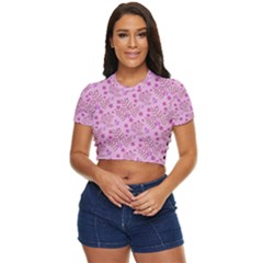 Illustration Pattern Seamless Side Button Cropped T-shirt