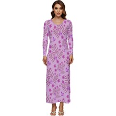 Illustration Pattern Seamless Long Sleeve Longline Maxi Dress