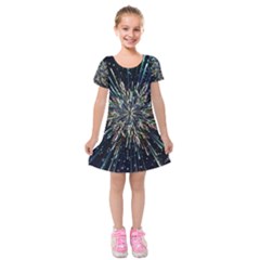 Ice Crystal Background Shape Frost Kids  Short Sleeve Velvet Dress