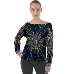 Ice Crystal Background Shape Frost Off Shoulder Long Sleeve Velour Top