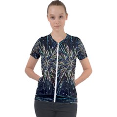 Ice Crystal Background Shape Frost Short Sleeve Zip Up Jacket