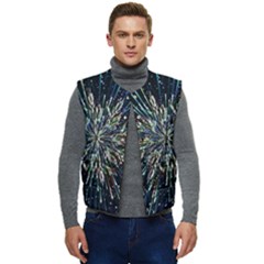 Ice Crystal Background Shape Frost Men s Button Up Puffer Vest	