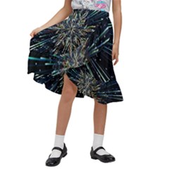 Ice Crystal Background Shape Frost Kids  Ruffle Flared Wrap Midi Skirt by Maspions