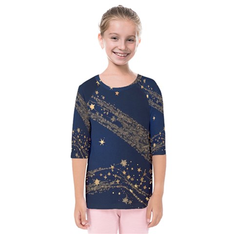 Starsstar Glitter Kids  Quarter Sleeve Raglan T-shirt by Maspions