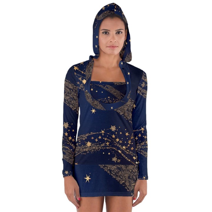 Starsstar Glitter Long Sleeve Hooded T-shirt