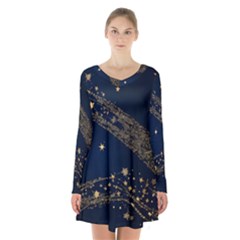 Starsstar Glitter Long Sleeve Velvet V-neck Dress