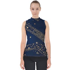 Starsstar Glitter Mock Neck Shell Top by Maspions