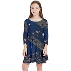 Starsstar Glitter Kids  Quarter Sleeve Skater Dress by Maspions