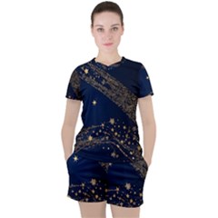 Starsstar Glitter Women s T-shirt And Shorts Set