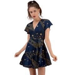 Starsstar Glitter Flutter Sleeve Wrap Dress