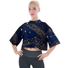 Starsstar Glitter Mock Neck T-shirt