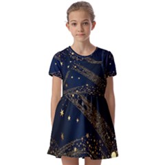 Starsstar Glitter Kids  Short Sleeve Pinafore Style Dress by Maspions