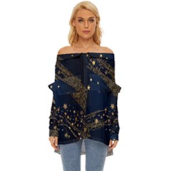 Starsstar Glitter Off Shoulder Chiffon Pocket Shirt