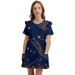 Starsstar Glitter Kids  Frilly Sleeves Pocket Dress by Maspions