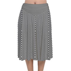 Abstract Diagonal Stripe Pattern Seamless Velvet Flared Midi Skirt