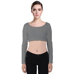 Abstract Diagonal Stripe Pattern Seamless Velvet Long Sleeve Crop Top