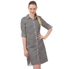 Abstract Diagonal Stripe Pattern Seamless Long Sleeve Mini Shirt Dress by Maspions