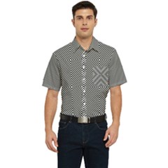 Abstract Diagonal Stripe Pattern Seamless Men s Short Sleeve Pocket Shirt 