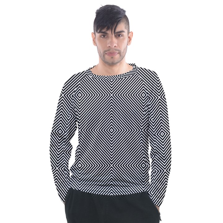 Abstract Diagonal Stripe Pattern Seamless Men s Long Sleeve Raglan T-Shirt