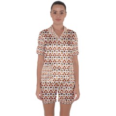 Geometric Tribal Pattern Design Satin Short Sleeve Pajamas Set