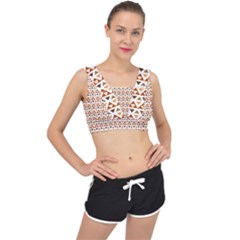 Geometric Tribal Pattern Design V-back Sports Bra