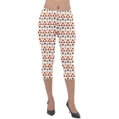 Geometric Tribal Pattern Design Lightweight Velour Capri Leggings 