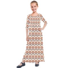 Geometric Tribal Pattern Design Kids  Quarter Sleeve Maxi Dress