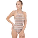 Geometric Tribal Pattern Design High Neck One Piece Swimsuit View1