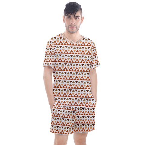 Geometric Tribal Pattern Design Men s Mesh T-shirt And Shorts Set by Maspions