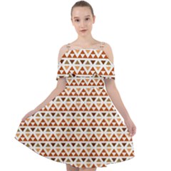 Geometric Tribal Pattern Design Cut Out Shoulders Chiffon Dress