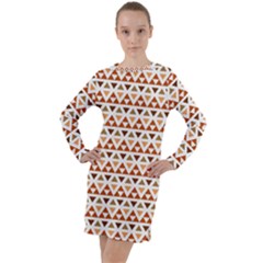 Geometric Tribal Pattern Design Long Sleeve Hoodie Dress