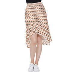 Geometric Tribal Pattern Design Frill Hi Low Chiffon Skirt