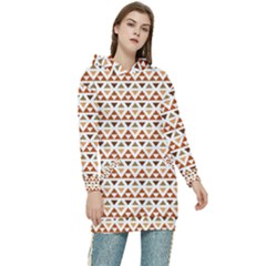 Geometric Tribal Pattern Design Women s Long Oversized Pullover Hoodie