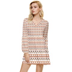 Geometric Tribal Pattern Design Tiered Long Sleeve Mini Dress