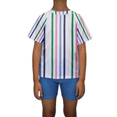 Stripes Pattern Abstract Retro Vintage Kids  Short Sleeve Swimwear