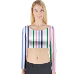 Stripes Pattern Abstract Retro Vintage Long Sleeve Crop Top