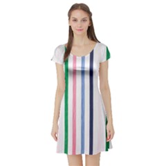 Stripes Pattern Abstract Retro Vintage Short Sleeve Skater Dress by Maspions