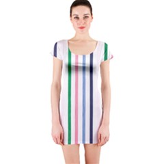 Stripes Pattern Abstract Retro Vintage Short Sleeve Bodycon Dress