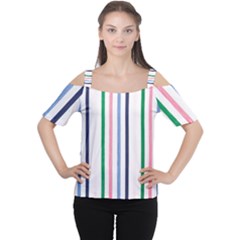 Stripes Pattern Abstract Retro Vintage Cutout Shoulder T-shirt