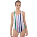 Stripes Pattern Abstract Retro Vintage Cut-Out Back One Piece Swimsuit View1