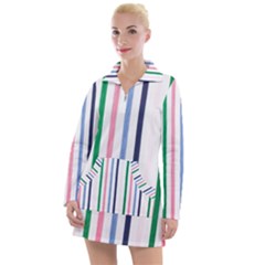 Stripes Pattern Abstract Retro Vintage Women s Long Sleeve Casual Dress