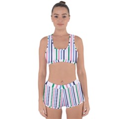 Stripes Pattern Abstract Retro Vintage Racerback Boyleg Bikini Set