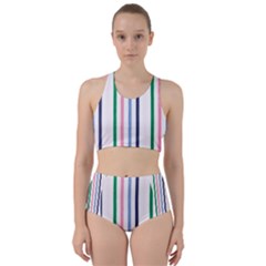 Stripes Pattern Abstract Retro Vintage Racer Back Bikini Set