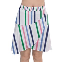 Stripes Pattern Abstract Retro Vintage Chiffon Wrap Front Skirt